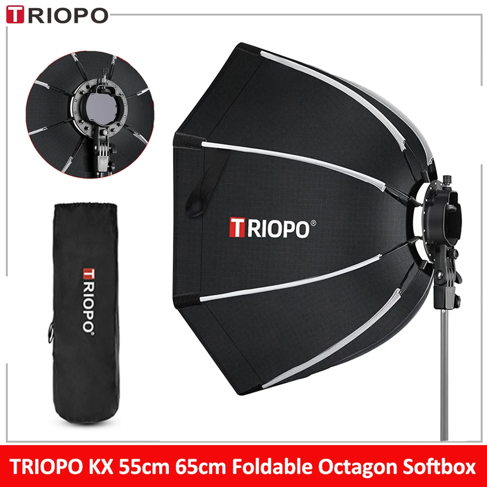 TRIOPO 55cm 65cm 90cm 120cm Foldable Octagon Softbox Tripod Grip for Godox V860III V1 AD200Pro Yongnuo Speedlite Flash Light