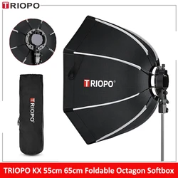 TRIOPO 55cm 65cm 90cm 120cm Foldable Octagon Softbox Tripod Grip for Godox V860III V1 AD200Pro Yongnuo Speedlite Flash Light