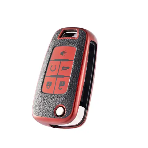 For Chevy Key Fob Cover Leather Key Fob Case for Chevrolet Camaro Cruze Equinox Malibu Trailblazer Buick Cascada Encore Car key 10 best sales chevrolet malibu key cover - №10