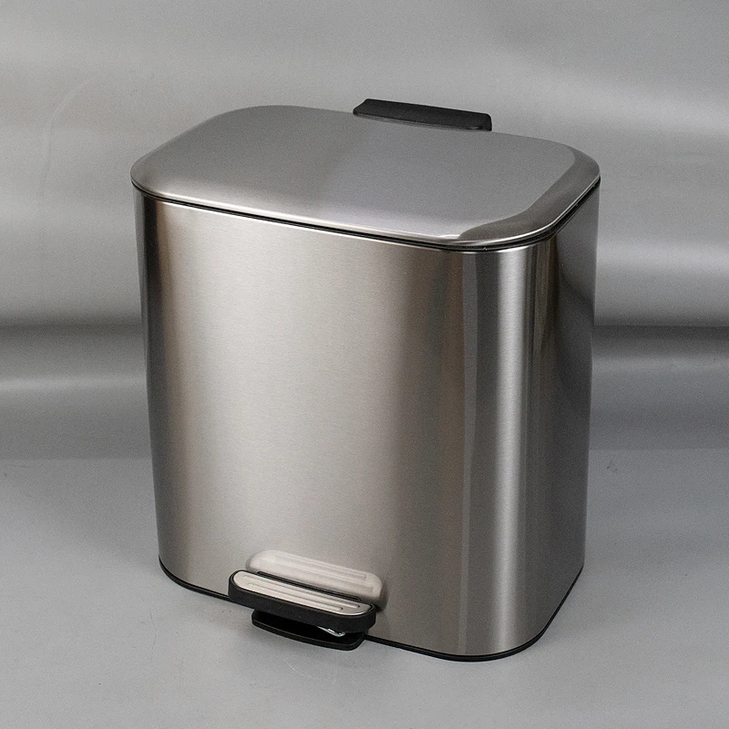 Langyi Home Use Trash Can Foot Pedal 20L Stainless Steel with Cover 824 Model Silent Drop Plastic Inner Tub Family Cleaning T...
