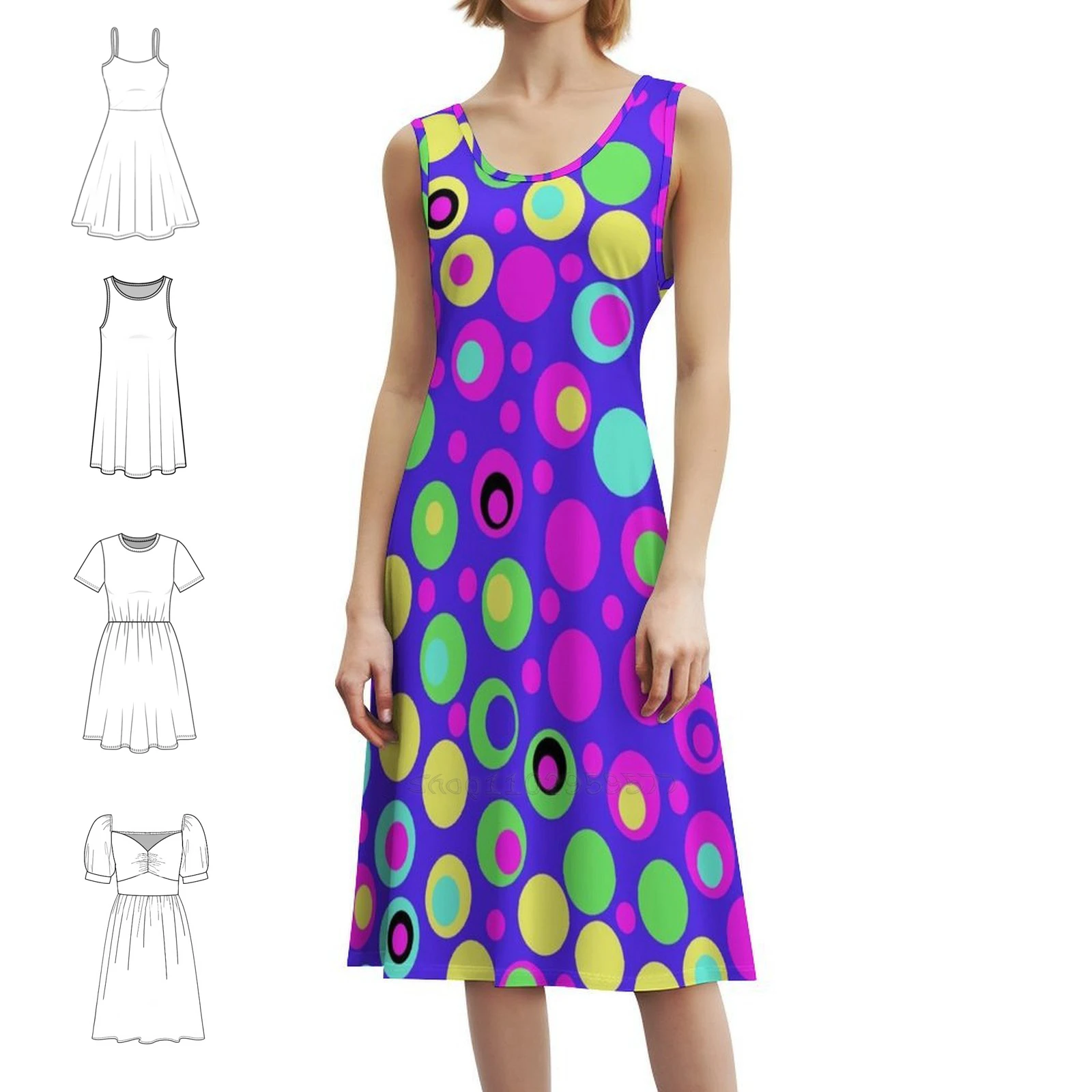

Colorful Polka Dot Party Women's Hip Hop Streetwear Dress Graphic Print Party Club Wear Polka Dotted Polka Dots Polkadot Female