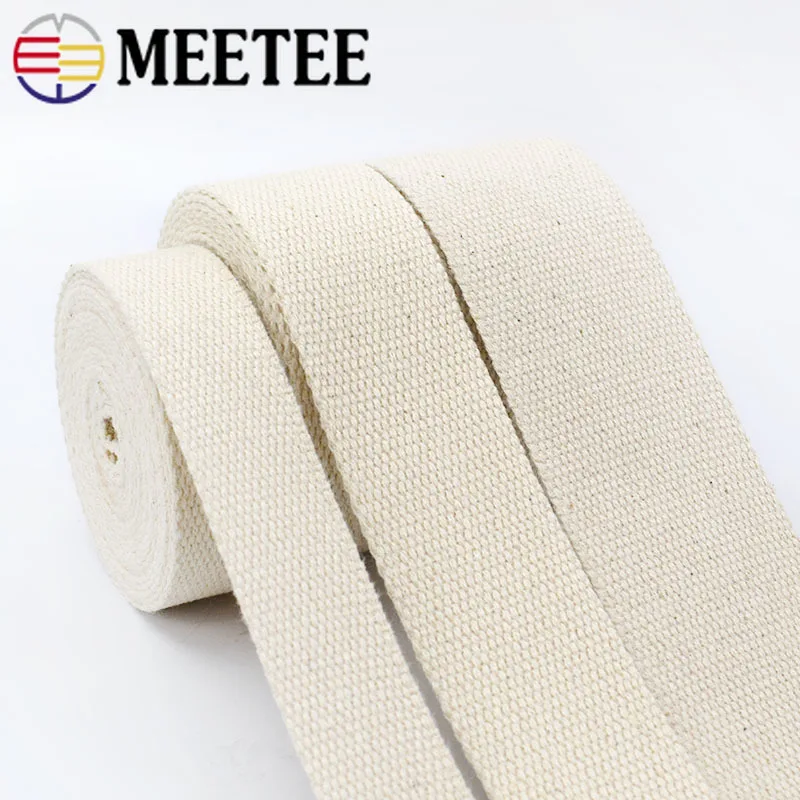 4Meters 20/25/30/38/50mm Beige Webbings Tape For Bag Backpack Cotton Ribbon Belt Luggage Strap DIY Clothes Sewing Accessories