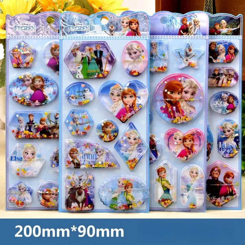 2026*Frozen 3d Quicksand Sticker Cute Princess Girl Diy Mobile Phone Decoration Sticker Stationery Handbook Sticker Gift