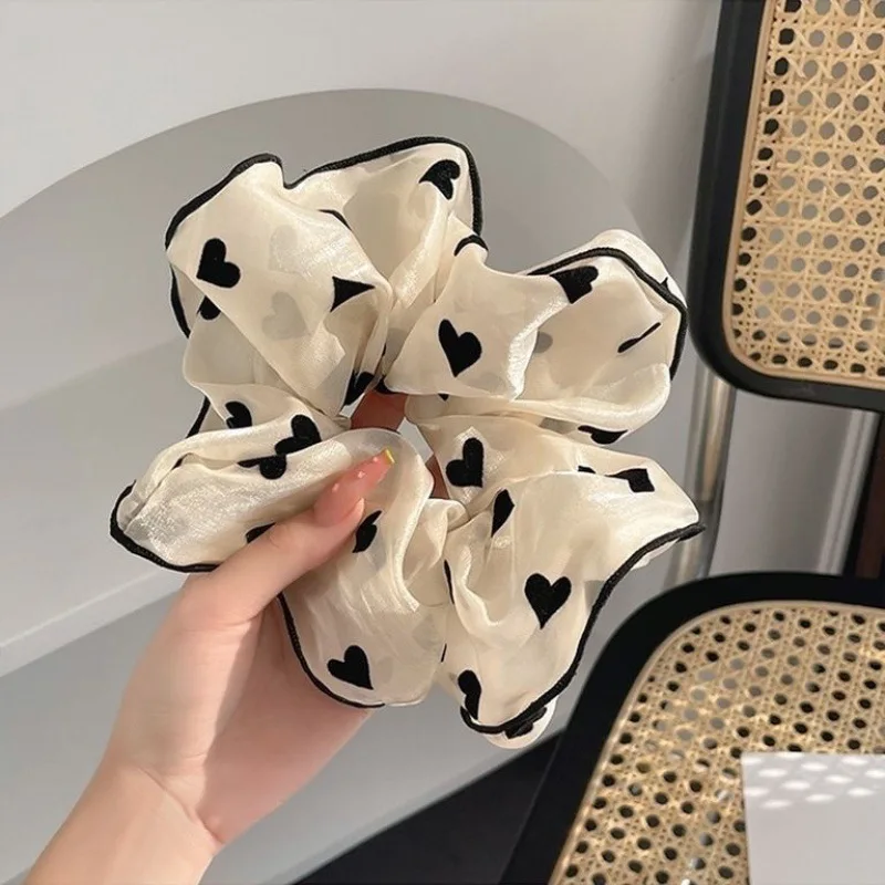 Floral Polka Dot Printed Hair Scrunchies for Women, Fabric Hair Ties, Elastic, Minimalist, Sweet, Accessories