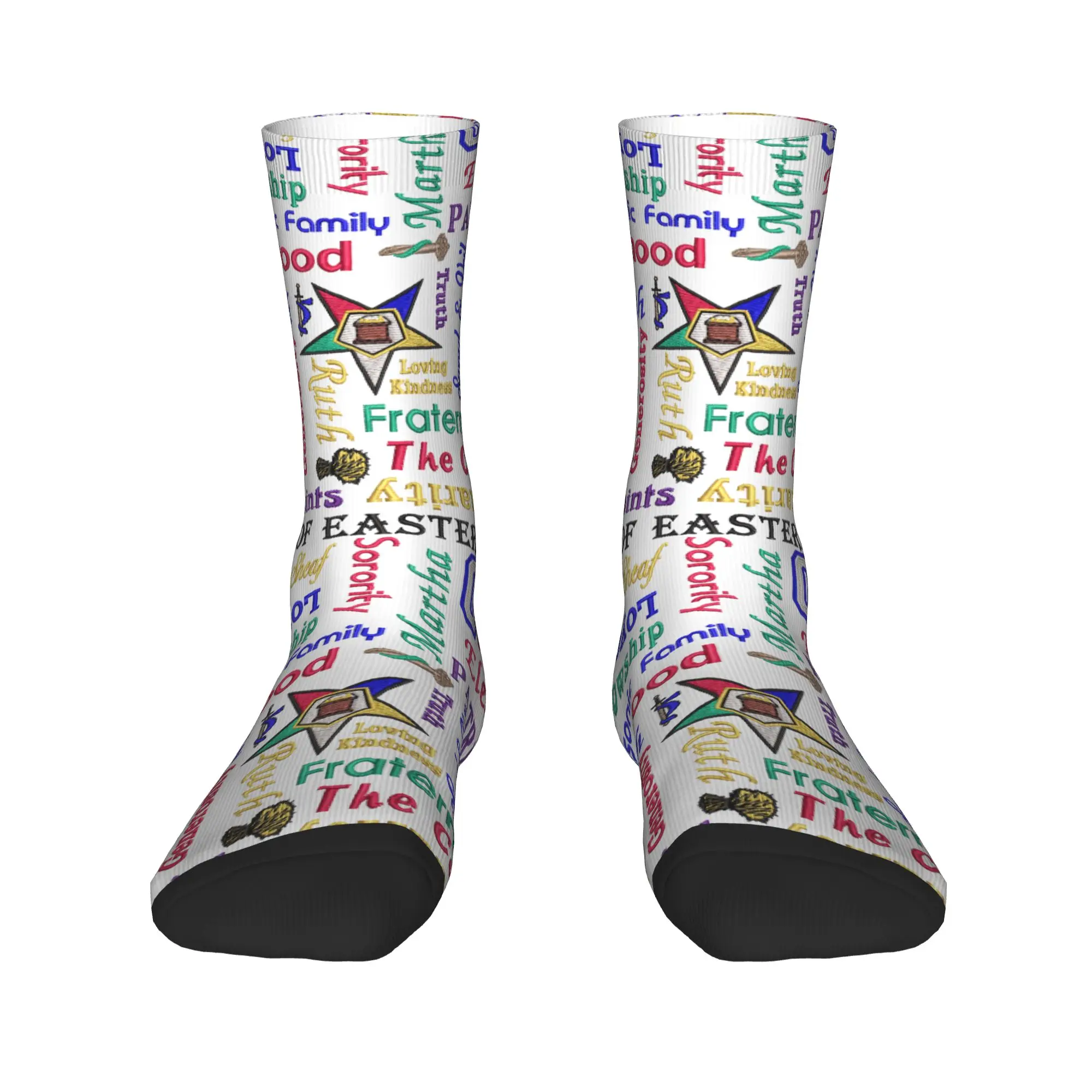 

Модные чулки с принтом OES, носки с эмблемой «Заказ восточной звезды» для мужчин и женщин, эластичные осенние носки с графическим рисунком