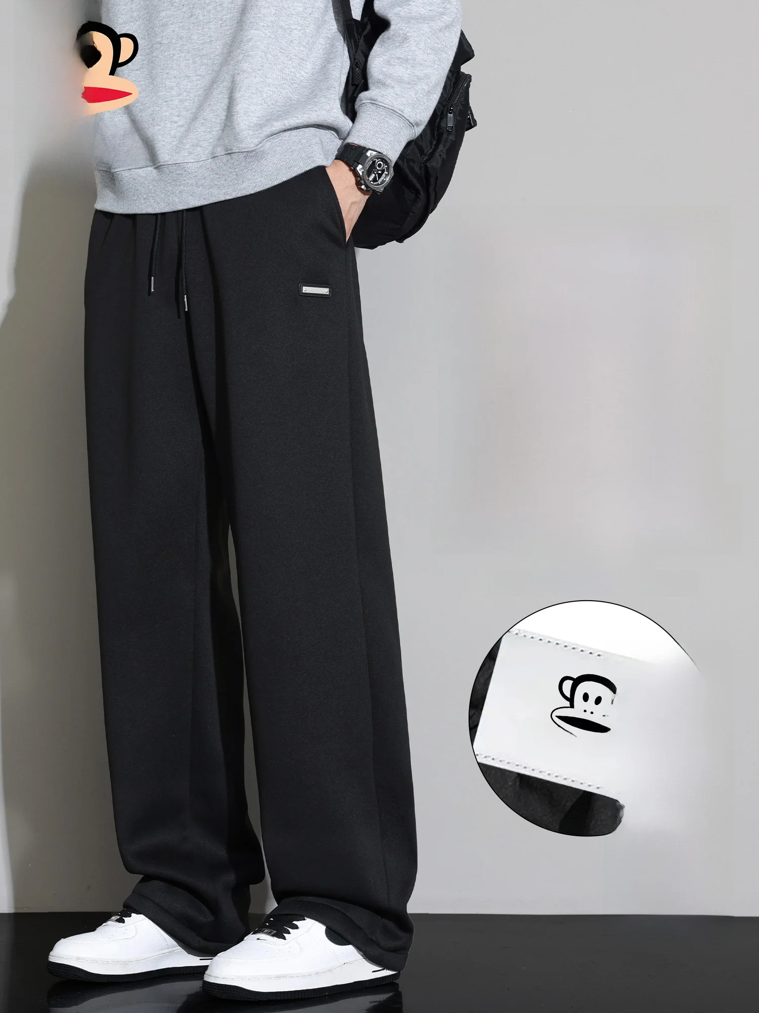 

Мужские повседневные брюки PaulFrank Fce на флисовой подкладке, весенние, свободного кроя, с широкими штанинами, спортивные, прямые, теплые, комфортные