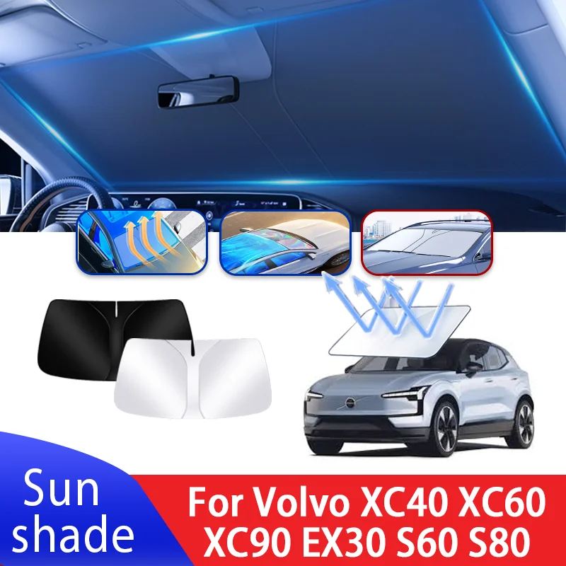 

Car Sun Visor For Volvo XC40 XC60 XC90 EX30 S60 S80 S90 C30 Auto Front Windshield Sunshade Heat Insulation Summer Accessories