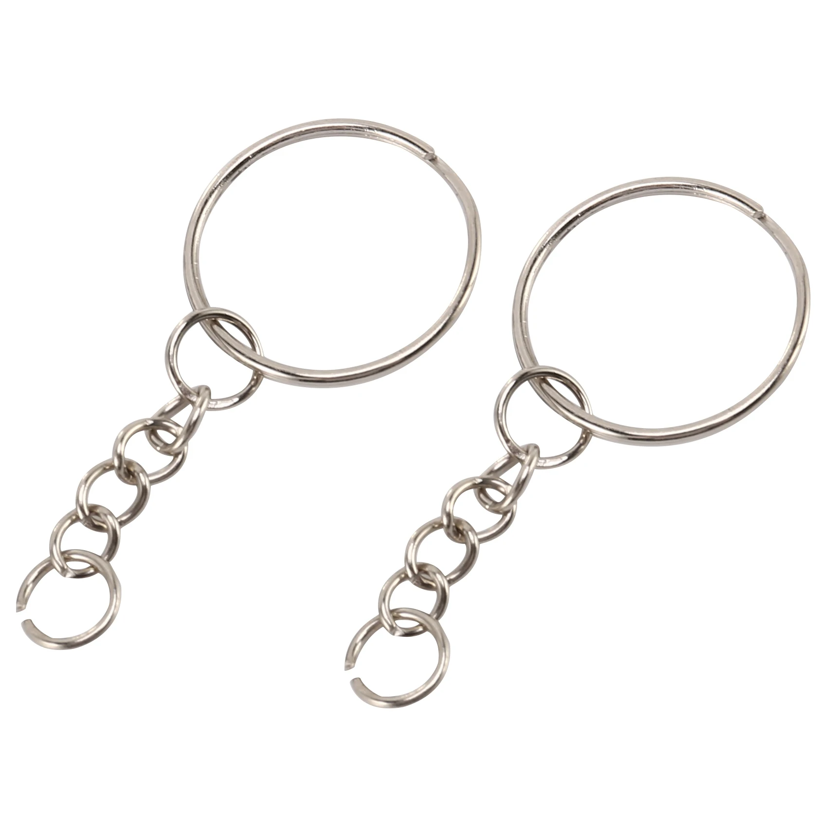 ABMR-200Pcs حلقات سلسلة مفاتيح مقسمة مع سلسلة حلقة مفاتيح فضية وحلقات قفز مفتوحة بالجملة للحرف اليدوية DIY (1 بوصة/25 مم) #4