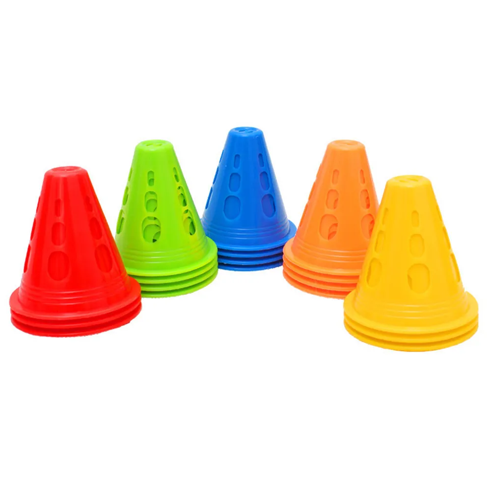 

50Pcs Roller Skating Obstacle Cones Plastic Holes Design Bright Color Windproof Marker Cones Horn Cone for Indoor Outdoor Use