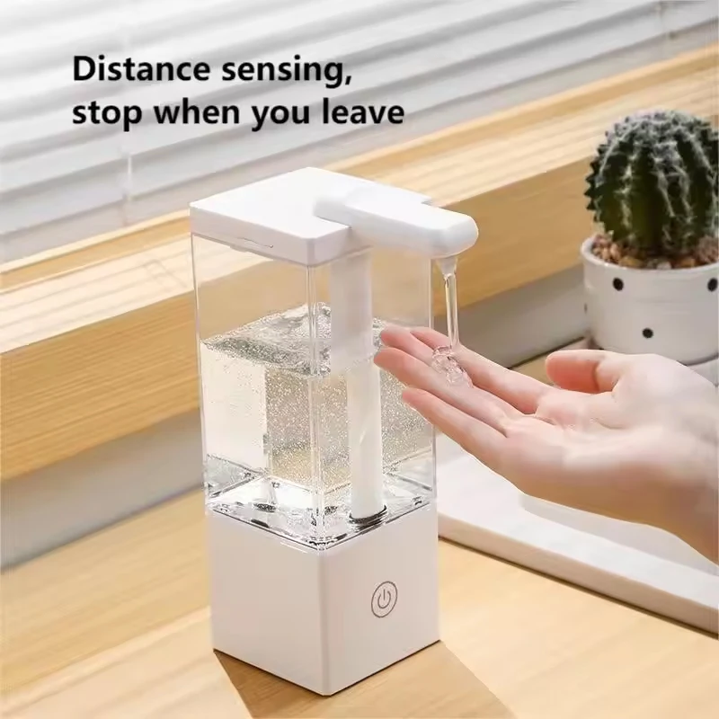 Dispensador de sabonete automático sem toque - 490ml USB recarregável sem contato para sabonete líquido/desinfetante ideal para cozinha/banheiro