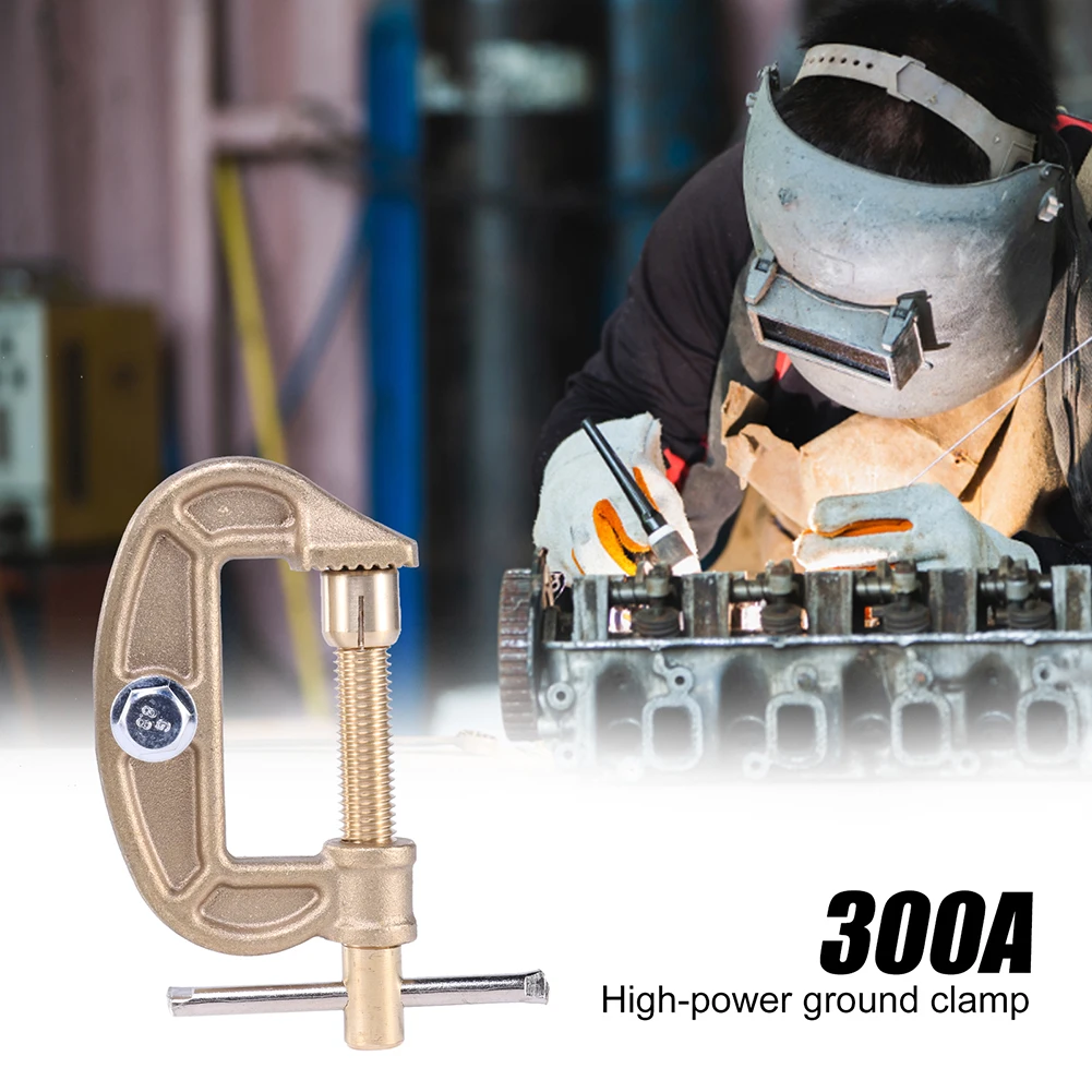 

300A Ground Welding Earth Clamp High Power Brass Ground Cable Clip G-shaped Canle Clip Replacement for Argon Arc Welding Machine