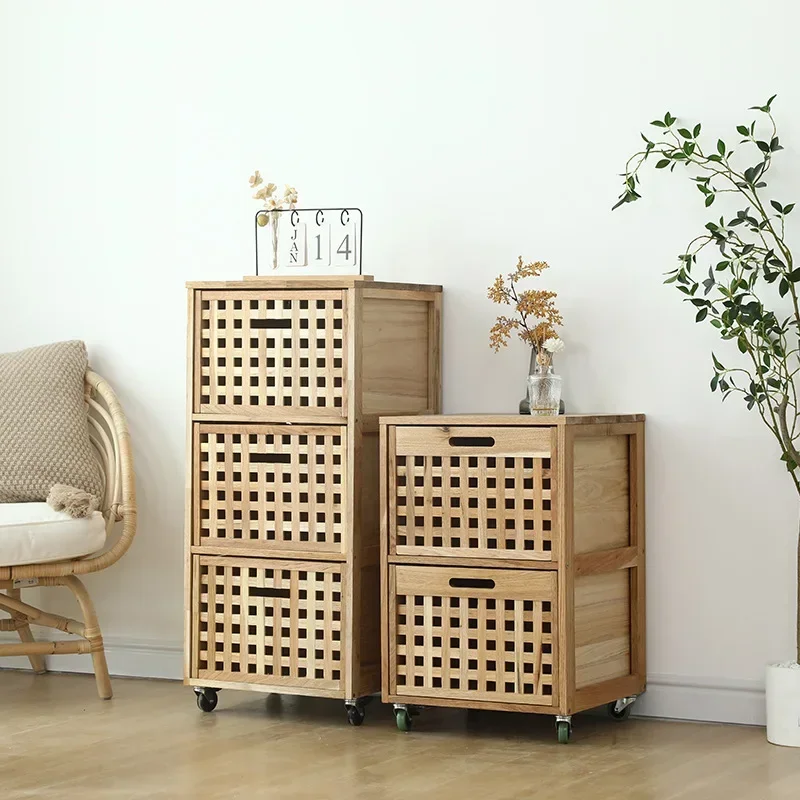 

-Simple Modern Bedroom With Wheels Small Cabinet, Three-drawer Storage Cabinet, Wooden Chest Of Drawers, Living Room