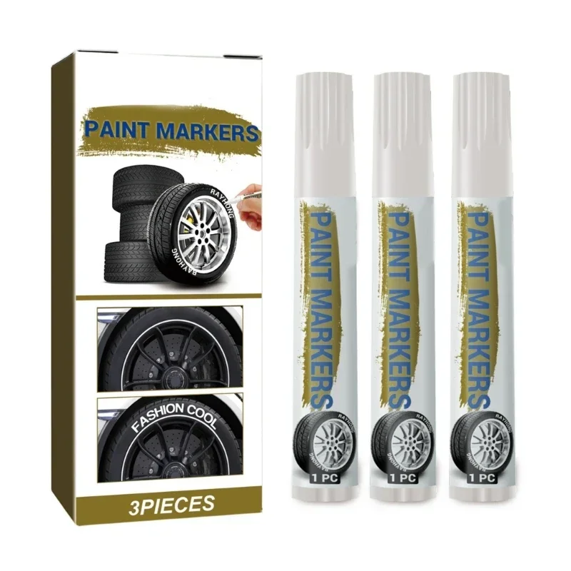 3Pieces Paint Pen For Car Tires, White Paint Pens Waterproof Tire Marker Lettering Paint Pen