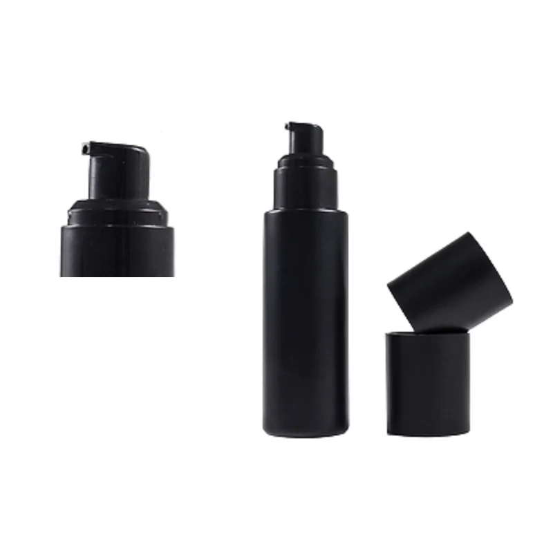 10Pcs Empty Bottle Plastic Cover Black Glass Lotion Spray Press Pump 1oz 2oz 30ml60ml100ml Refillable Cosmetic Packaging Bottles