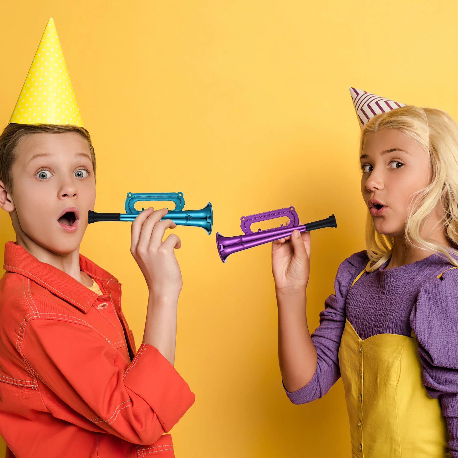 

10 Pcs Colorful Trumpet Portable Horn Plastic Noisemaker Prop Party Favor Musical Game Noise Makers Party Cheering Props