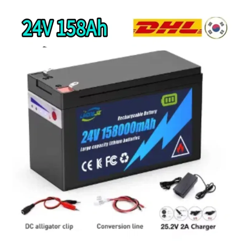 

Ultra long endurance 24V electric vehicle lithium iron phosphate battery pack with 158Ah, built-in BMS 30A high current