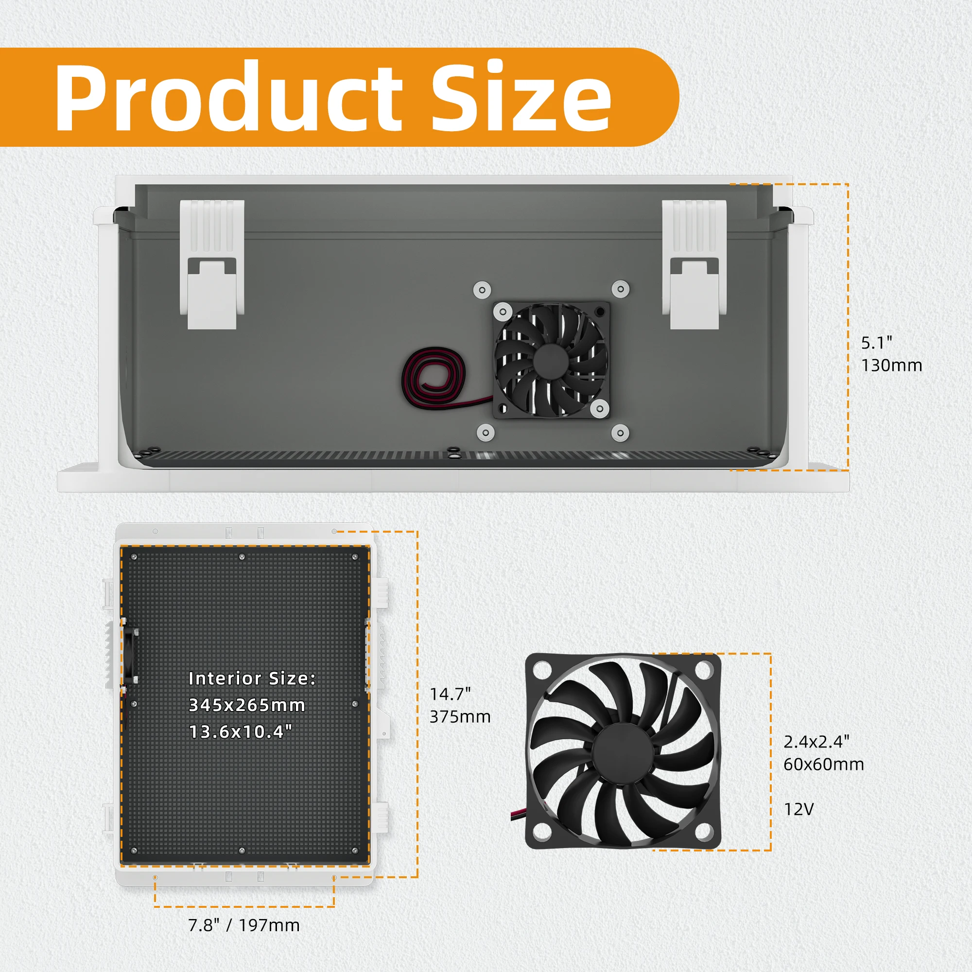 

2025 hot sale 400X280X15mm Waterproof White Plastic ABS Outside Electrical Project Wifi Distribution Box With Fan Vented Dust S