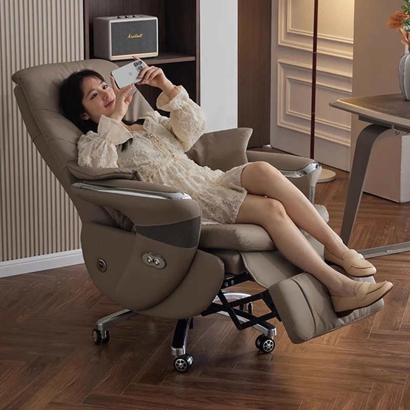 Conferência estudo cadeira de escritório couro designer reclinável cadeira de escritório móvel luxo nordic encosto taburete móveis na moda