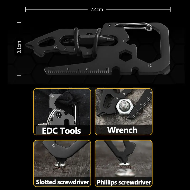 EDC Outdoor Combination Tool Household Portable Multi-function Tool Card Ruler Screwdriver Keychain Repair Tools