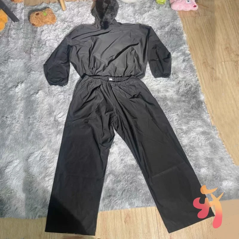 

25ss Новый комплект унисекс с черным меховым воротником и капюшоном, модная уличная быстросохнущая одежда Kanye, брюки для мужчин и женщин, уличные солнцезащитные топы