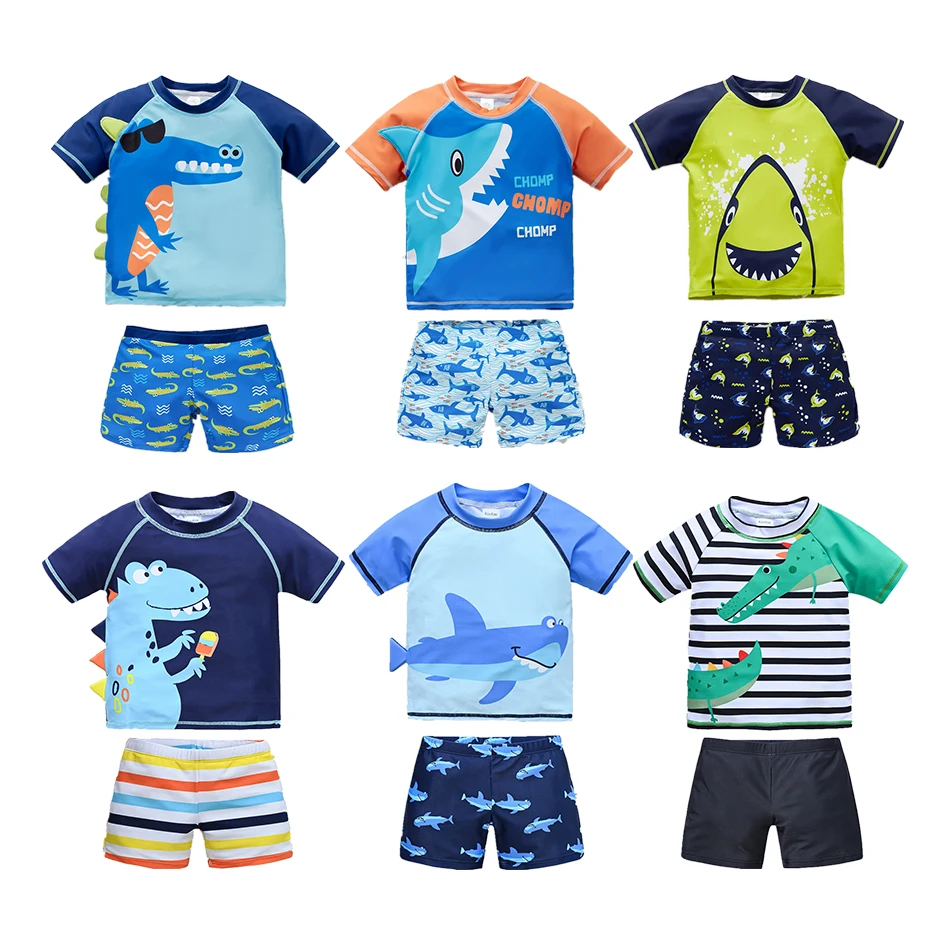 

2022 Baby Boy Swimwear Beach Suit 2PCS Surfing Wear Shark Swimming Infant Toddler Kids Children Fish Sunscreen Bathing Wear