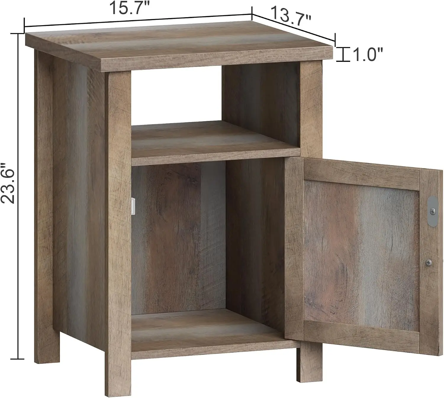 Farmhouse Nightstands with Storage | End Table Set of 2, Open Shelf, Rustic Bedside Table Set of 2 for Bedroom, Wash Gray