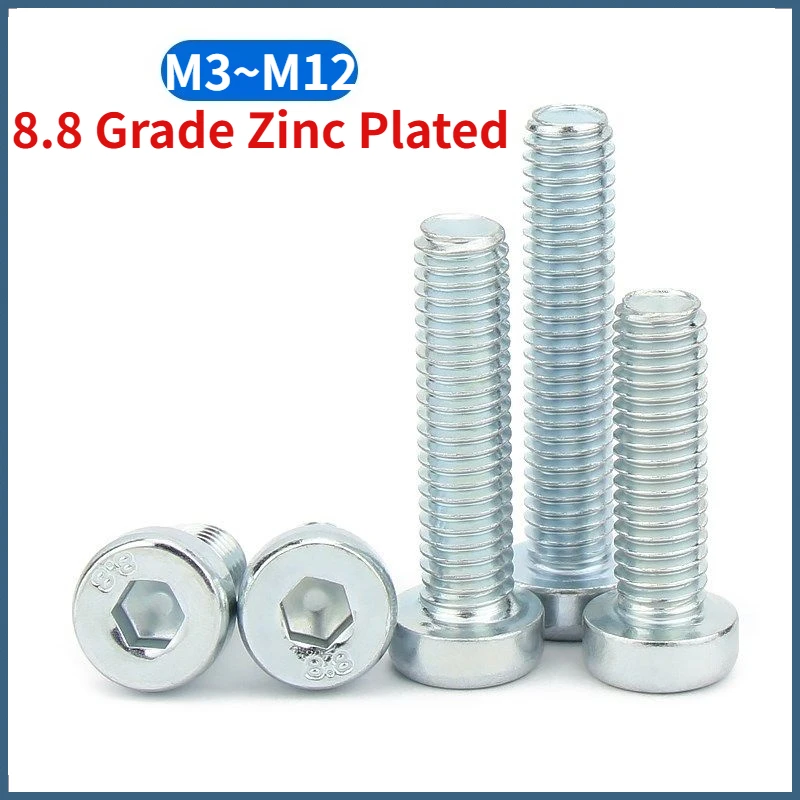M3 M4 M5 M6 M8 M10 M12 8.8 Grade Carbon Steel Zinc Plated Din7984 Hex Hexagon Socket Thin Low Short Profile Allen Cap Screw