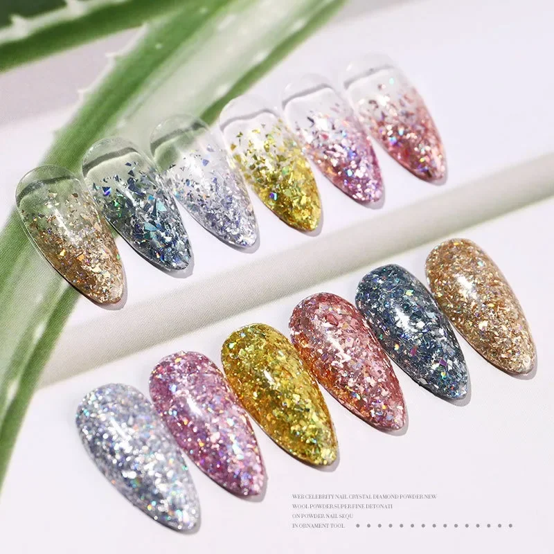 New Nail Enhancements Network Red Irregular Laser Starry Sky Fragments Sequin Nail Sticker Discoloration Flash Fantasy Spot