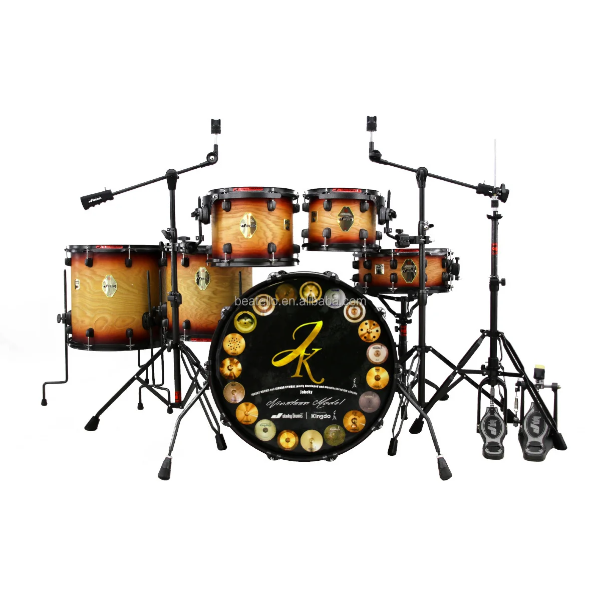 Complete Professional Acoustic Drum Set 22 Inch Bass Portable Basswood Percussion Kit For Adult Beginner Home And Stage