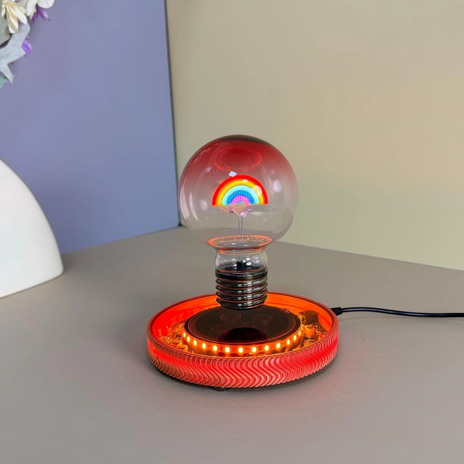 Schwebende Lampe Büro Zimmer Schreibtisch Deko Ornament Magnetische Ambientebeleuchtung Schwebende Regenbogen-Glühbirne Schreibtischlampe Einzigartige Geschenke – Detail 8