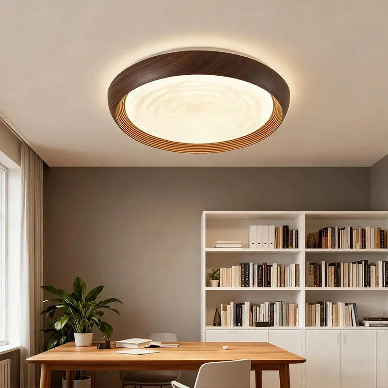 

Современный светодиодный потолочный светильник, круглый деревянный орех, акриловый потолочный светильник, спальня, гостиная, ресторан, проход, домашний декор, светильники