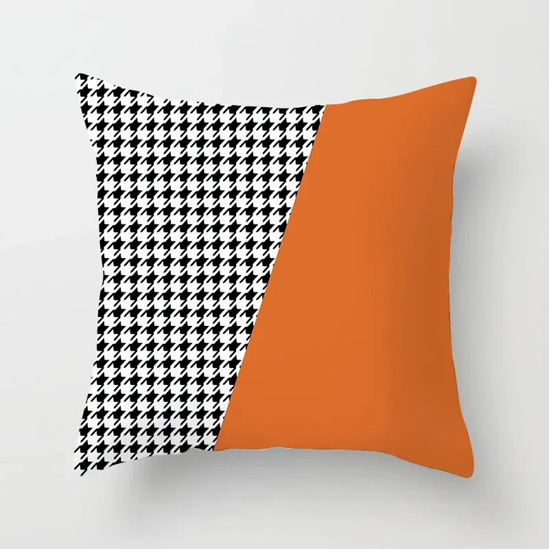 Orange Color Geometric Cushion Covers Horse Pattern Modern Nordic Fashion Simple Pillow Covers Decorative Livingroom Sofa Couch