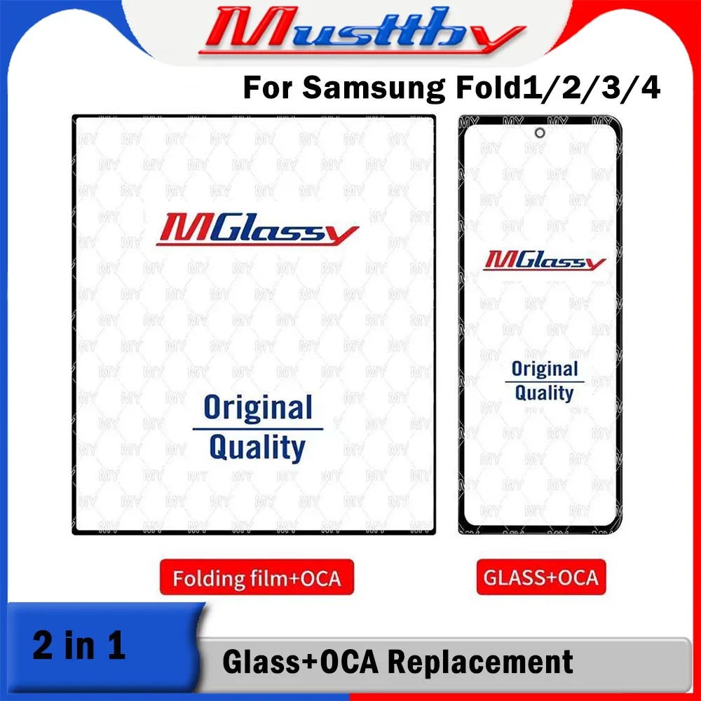 Musttby 2 Stück OEM CPI flexibles Faltbildschirmglas + OCA-Kleber für Samsung Galaxy Z Fold / Flip 1 2 3 4 5 LCD-Touchpanel-Softfilm