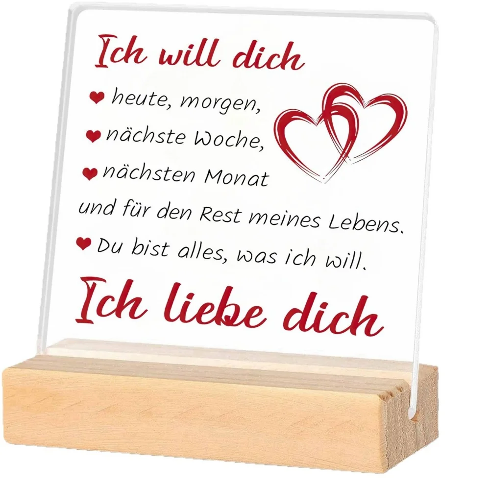2D-Flugzeug romantisches Geständnis Acryl-Display „Ich liebe dich (Ich liebe dich)“ Herz-Dekorationsteller Paar Desktop warmes Display st