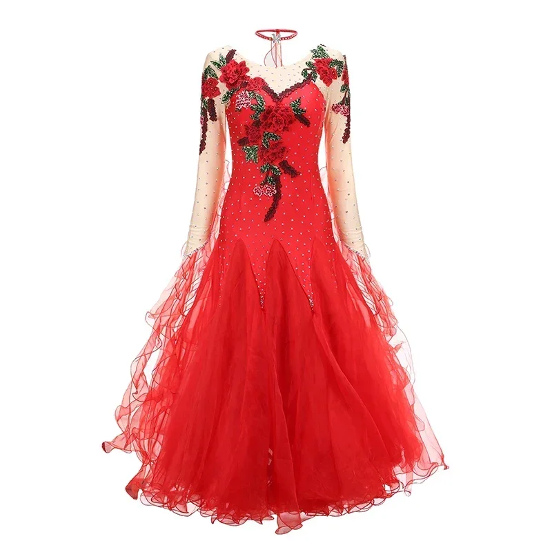 Jupe de danse moderne, nouvelle robe de danse standard nationale, longue jupe de danse de salle de bal, couleur contrastée, pratique de valse