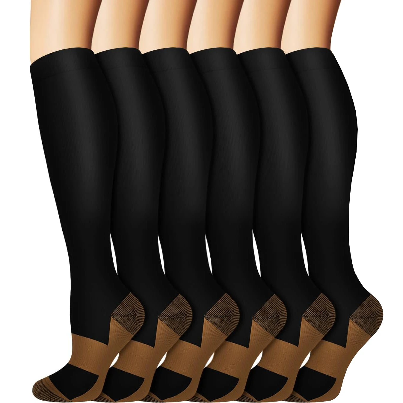 

Copper Compression Socks For Men & Women Circulation-Best For Running Hiking Cycling 20-30 mmHg Knee High Stockings（3 Pair）
