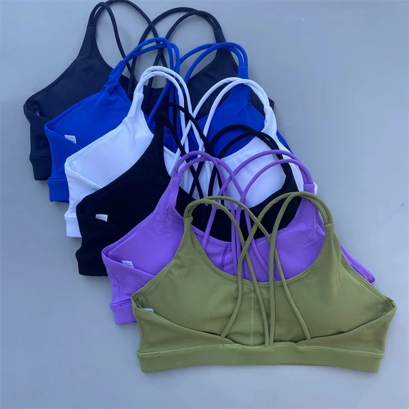 Sujetador deportivo suave de alta resistencia para mujer, Top deportivo ajustado, entrenamiento integral, gimnasio, ropa interior de Yoga ajustada con almohadilla para el pecho, Color sólido