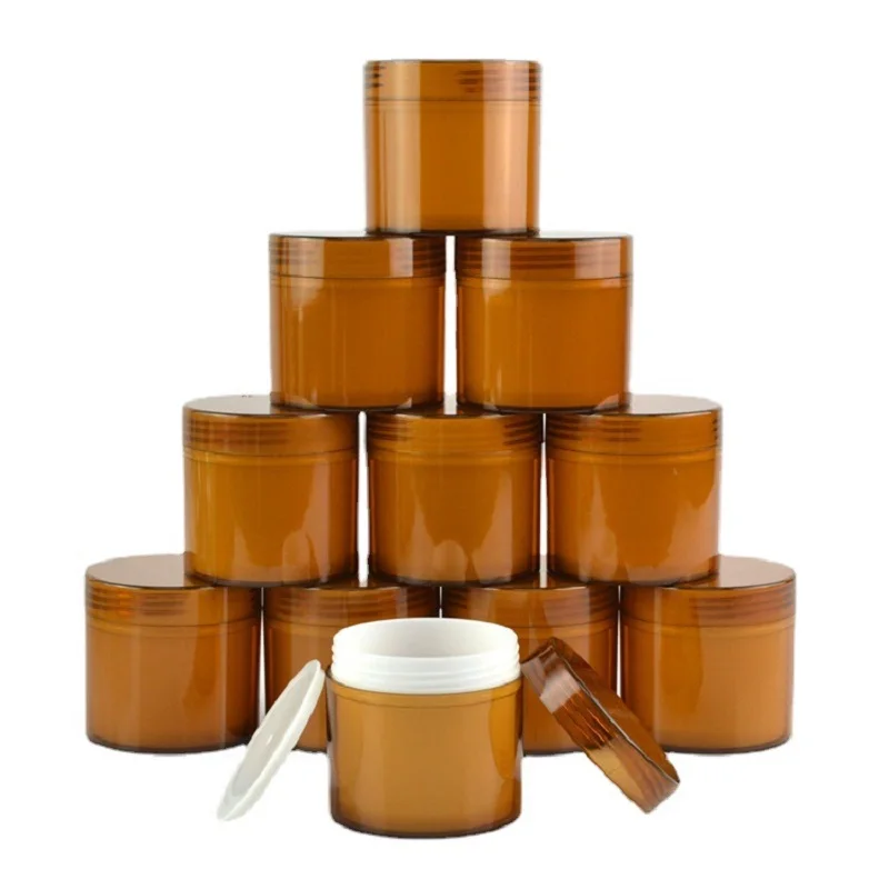 300g 500g Plastic Amber Brown Jar Comsetics Bilayer Pot White Body Scrub Skincare Lotion Face Cream Jar Conditioner Bottle 10pcs