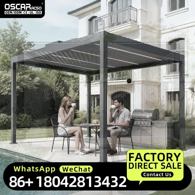 3x3m to 6x4m Standard Size Powder Coated Aluminium  Outdoor Garden Patio Use Pergola