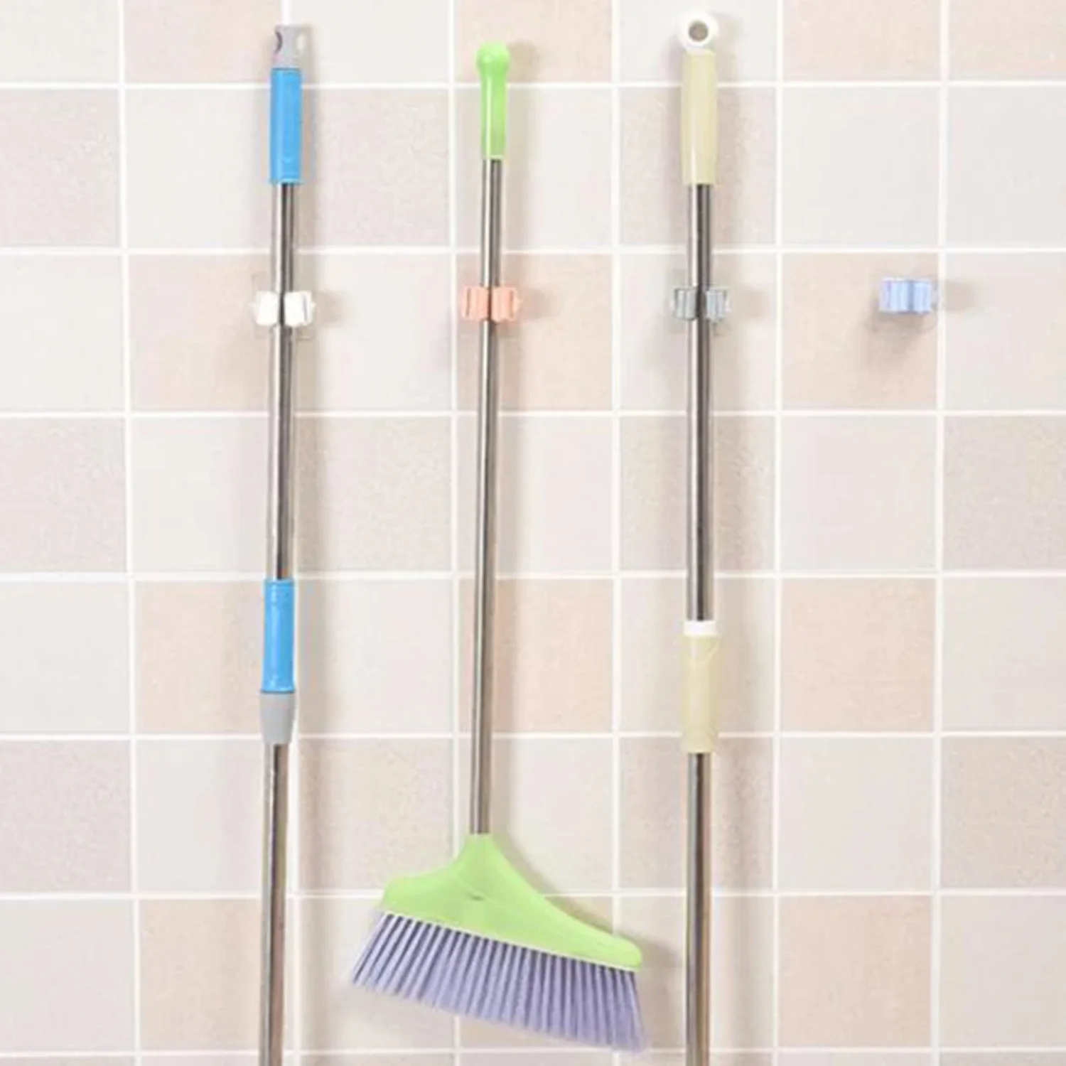 Mop Rack Bathroom Accessories Wall Mounted Shelf Organizer Hook Broom Holder Hanger Behind Doors/On Walls   Tool