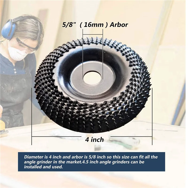 AB47-3X เครื่องบดล้อ 4 นิ้วไม้ Shaping ล้อ, ไม้บด Shaping แผ่นสําหรับเครื่องบดมุม 5/8 นิ้ว Arbor