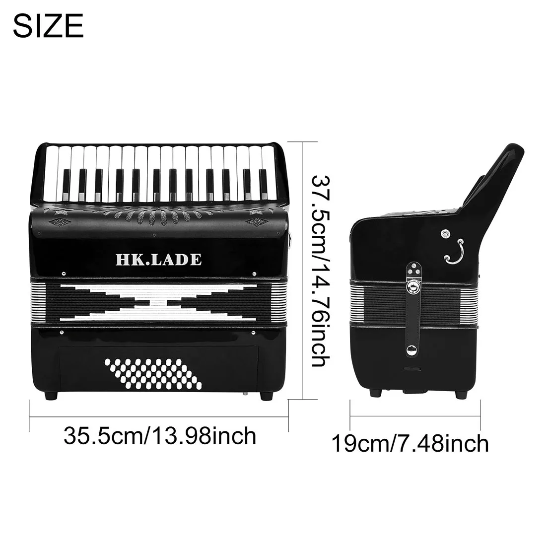 HK·LADE AH-270 Accordion 30 Keys 40 Bass Accordion with Backpack Strap Pro Keyboard Instrument Ideal for Grading Performance