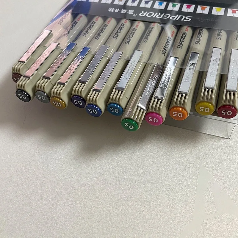 12 لون رسم ميكرون القلم 0.5 مللي متر متفوقة إبرة قلم رسم بطانة رفيعة بيجما رسم مانغا أنيمي ماركر غرامة اللون جديد