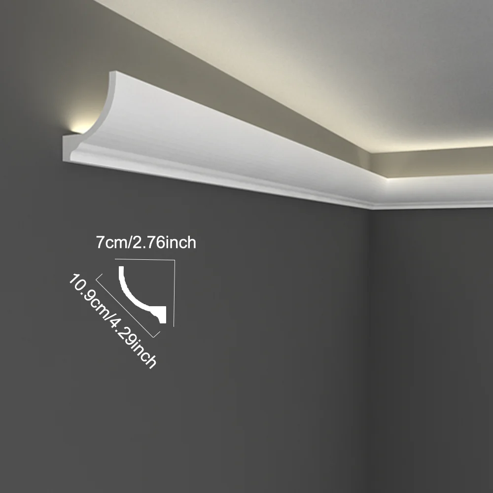 12 Pcs Polyurethane Lightweight Lighting Trough Ceiling Moulding Indoor Decor Strip Suitable for Embedding Electric Light Strips
