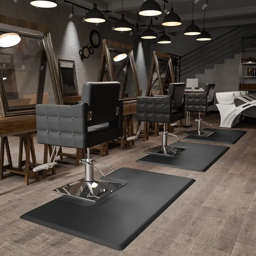 

3 X 5 Barber Floor Mat Anti Fatigue For Stylist Standing, 3 4 Thick Comfort Hair Matt Square Base For Salon Styling Chair, Hair