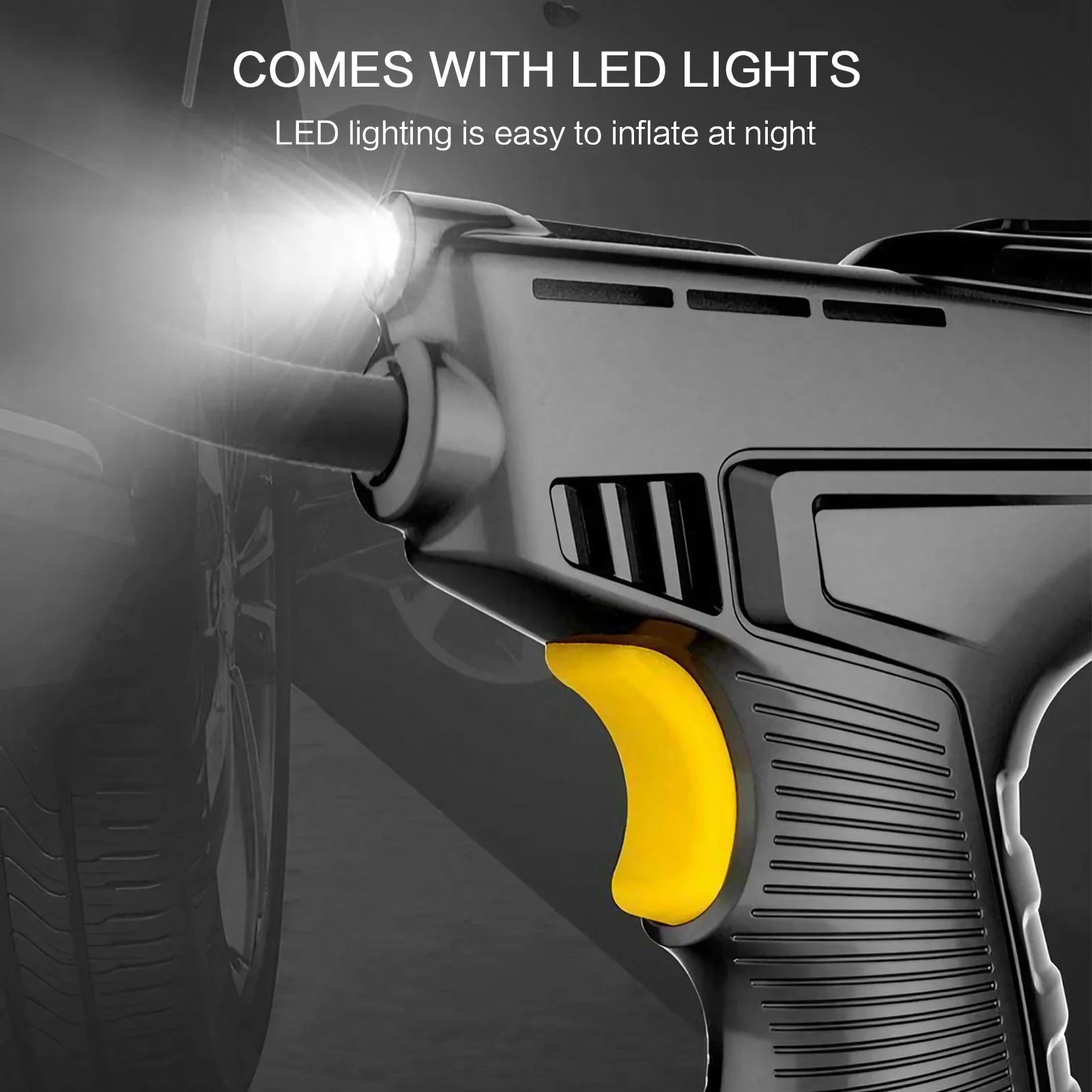 مضخة نفخ إطارات السيارة اللاسلكية المحمولة مع ضوء LED ومراقبة الضغط وشحن USB والتضخم التلقائي
