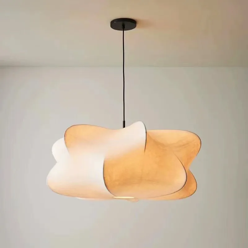 West Elm Cirrus lampa wisząca skandynawska minimalistyczna jedwabna lampa wisząca do salonu jadalnia sypialnia światło styl japoński