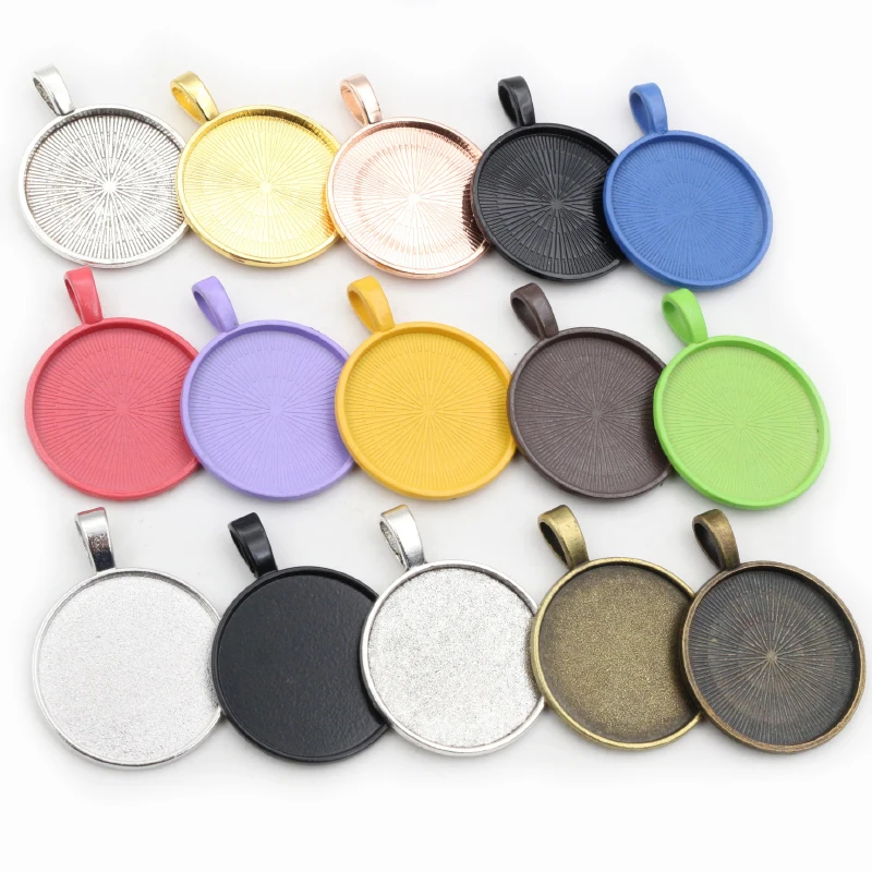 Nowa moda 10 sztuk 25mm wewnętrzna rozmiar wielu kolorach Plated klasyczny prosty styl Cabochon baza ustawienie Charms wisiorek