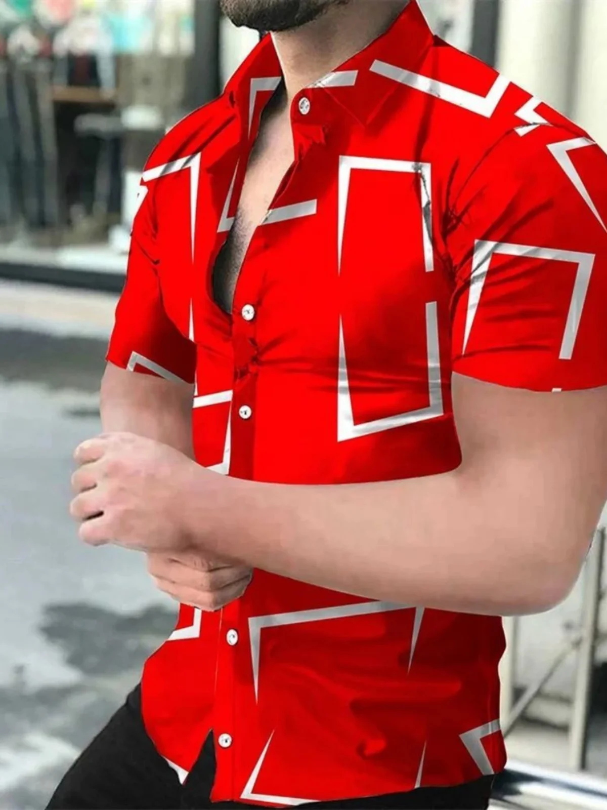 

Мужская подставка с контрастным принтом ort Sve Irt Youthful, воротник из полиэфирного волокна и застежка на пуговицы, подходит для ort Sve...