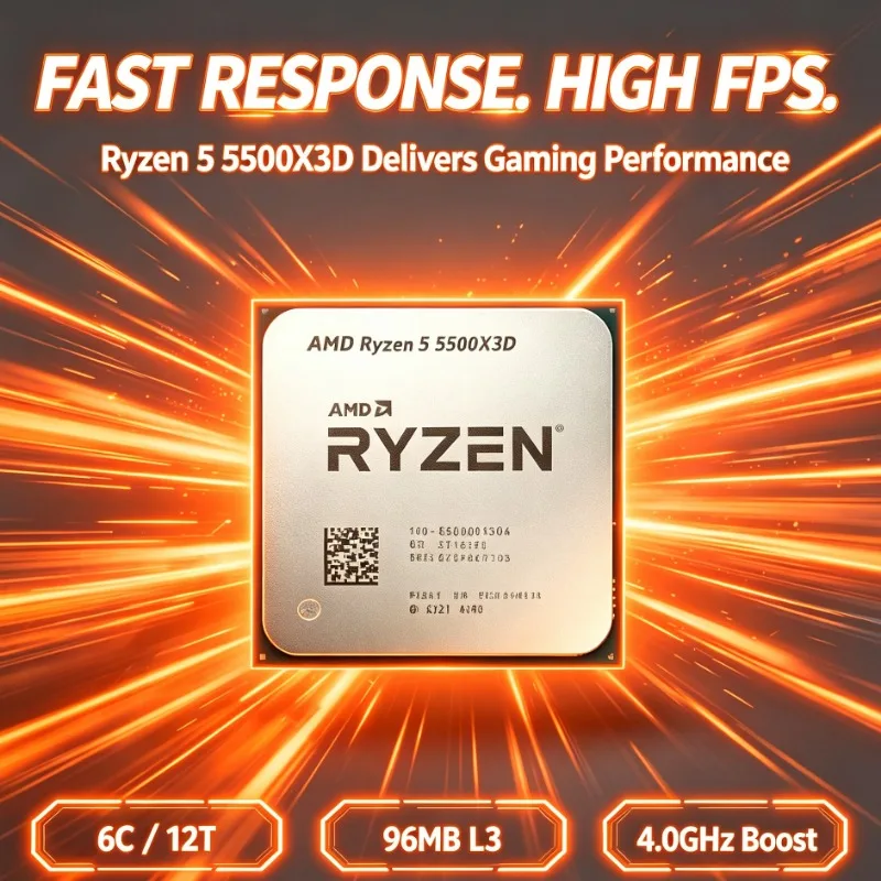 R5 5500X3D AMD Desktop Processor Socket AM4 3GHz 6-Core 12-Thread 96MB L3 7NM DDR4 Gaming CPU Without Cooler